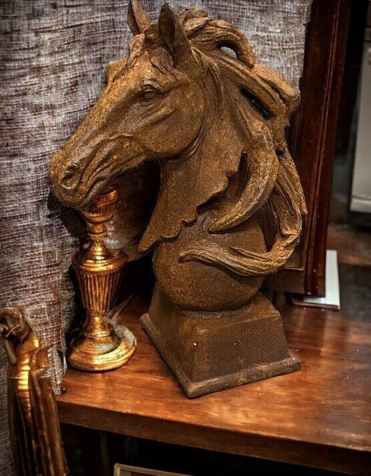 Large Cast Iron Horse Head Statue. We ship worldwide