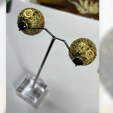 Vintage Gold Tone Blue Diamanté Stud And Ball Earrings