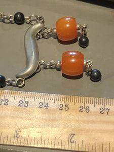 Vintage Silver Tone Beaded Metal Necklace