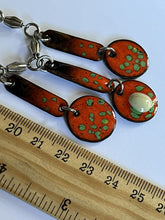 Vintage Red Orange Enamel Triple Drop Necklace