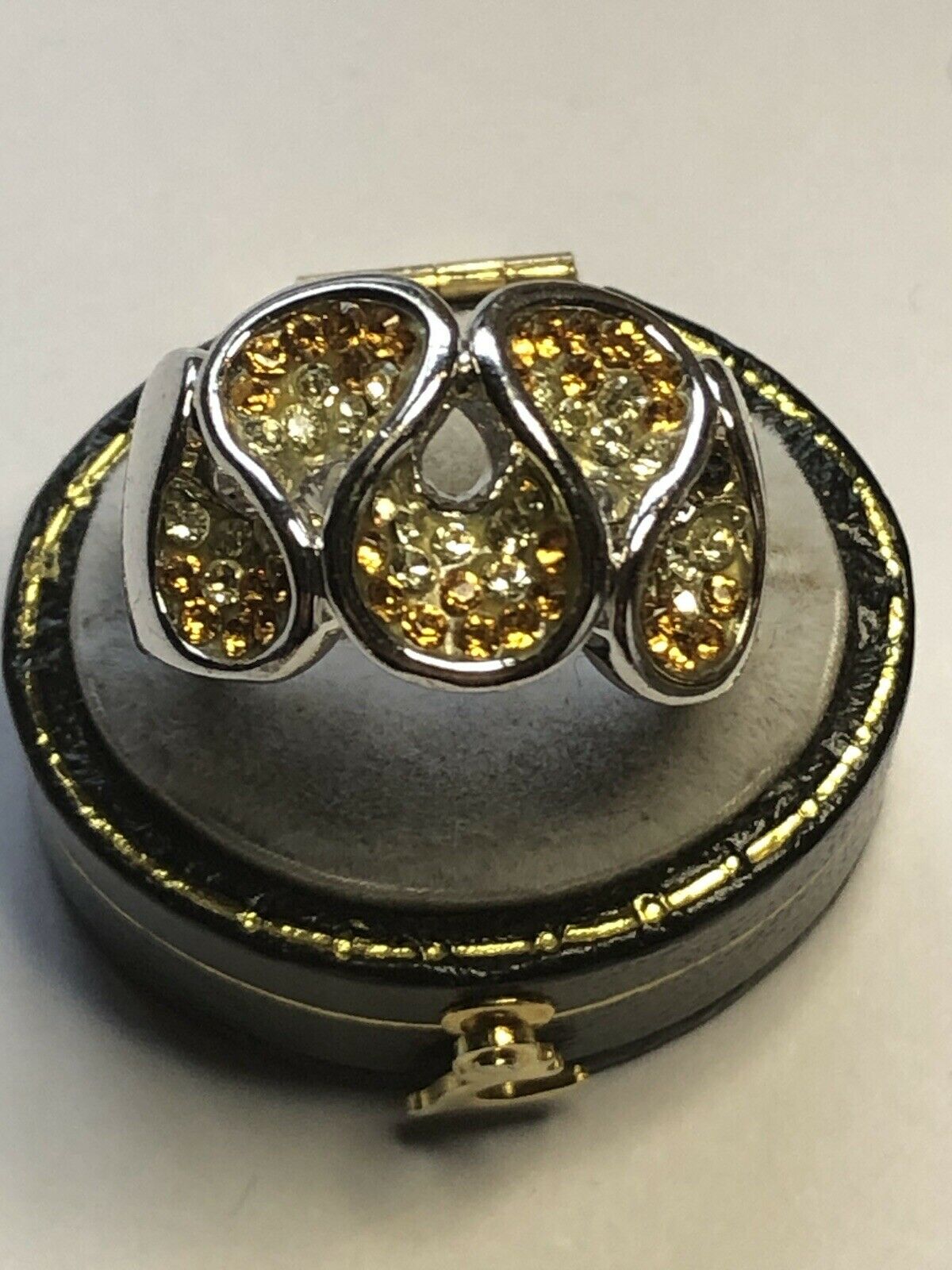 Vintage Rhodium Plated Cubic Zirconia Waves Ring