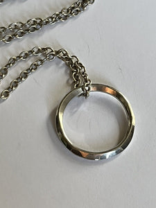 Vintage Hammered Sterling Silver Ring On Chain