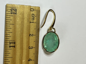 Vintage Gold Plated Green Natural Stone Drop Earrings