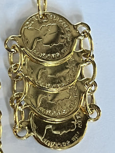 Vintage Etruscan Gold Tone Replica Coins Earrings