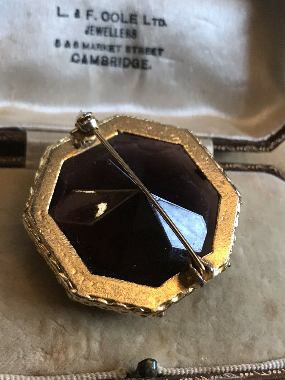 Vintage Statement Purple Glass Geometric Brooch