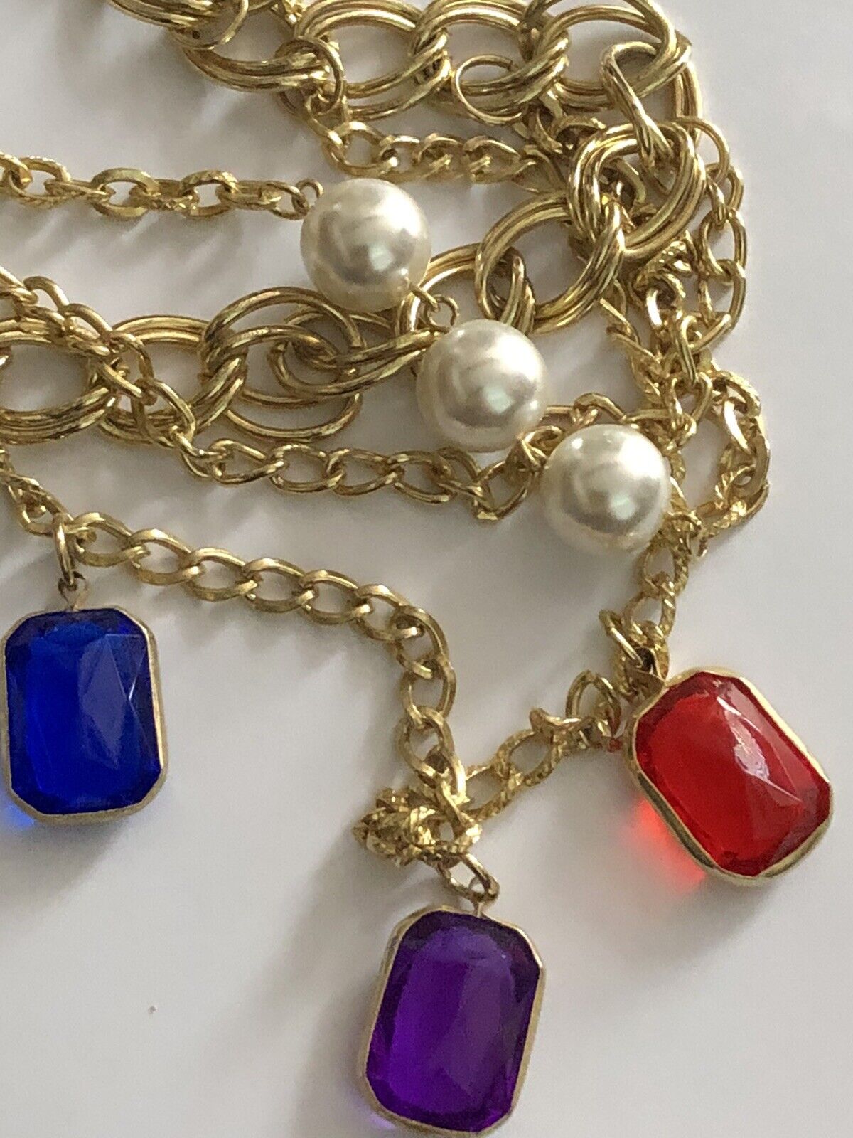Vintage Gold Tone Multiple Strand Faux Pearl Necklace