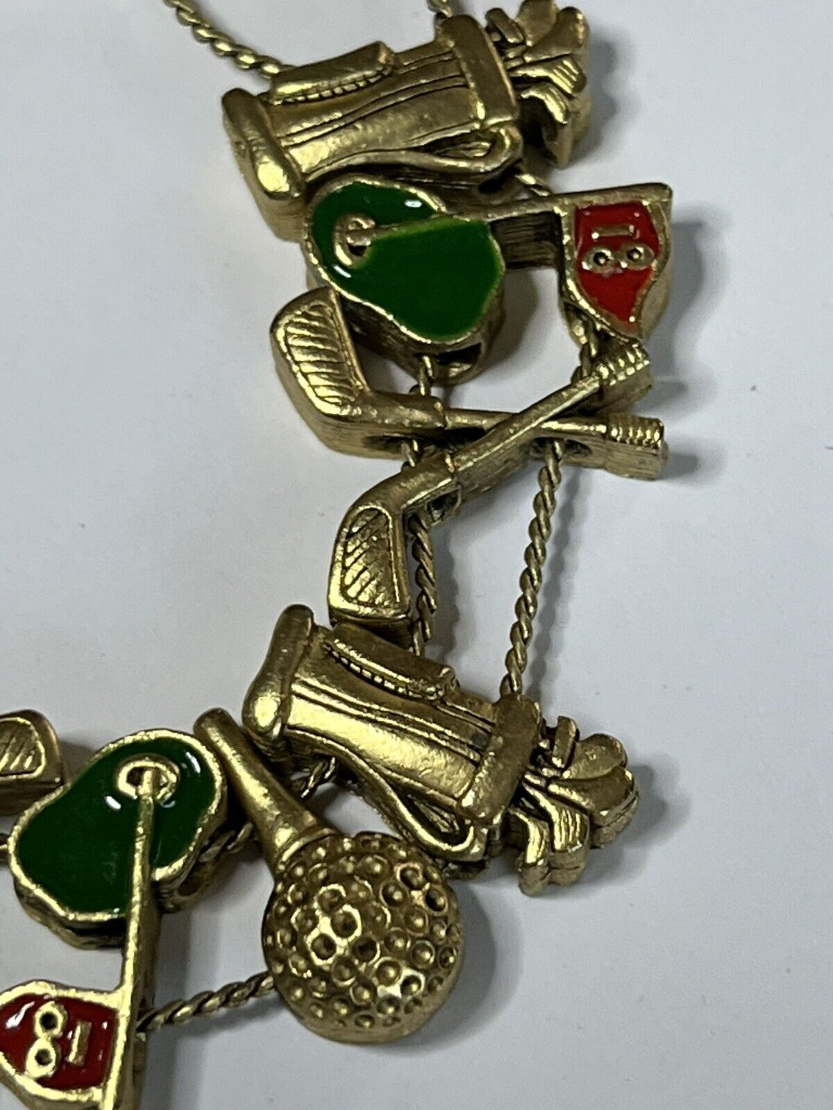 Vintage Gold Tone Golfing Enamel Bracelet