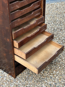 Filing Cabinet. Collectors Cabinet. With 9 Drawers And Tambour Roll Front.