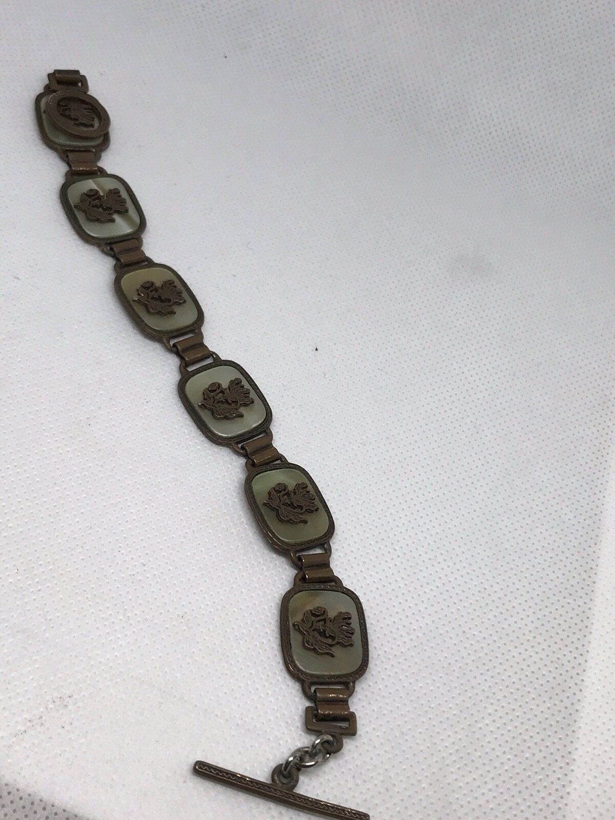 Vintage Metal And Mother Of Pearl Bracelet