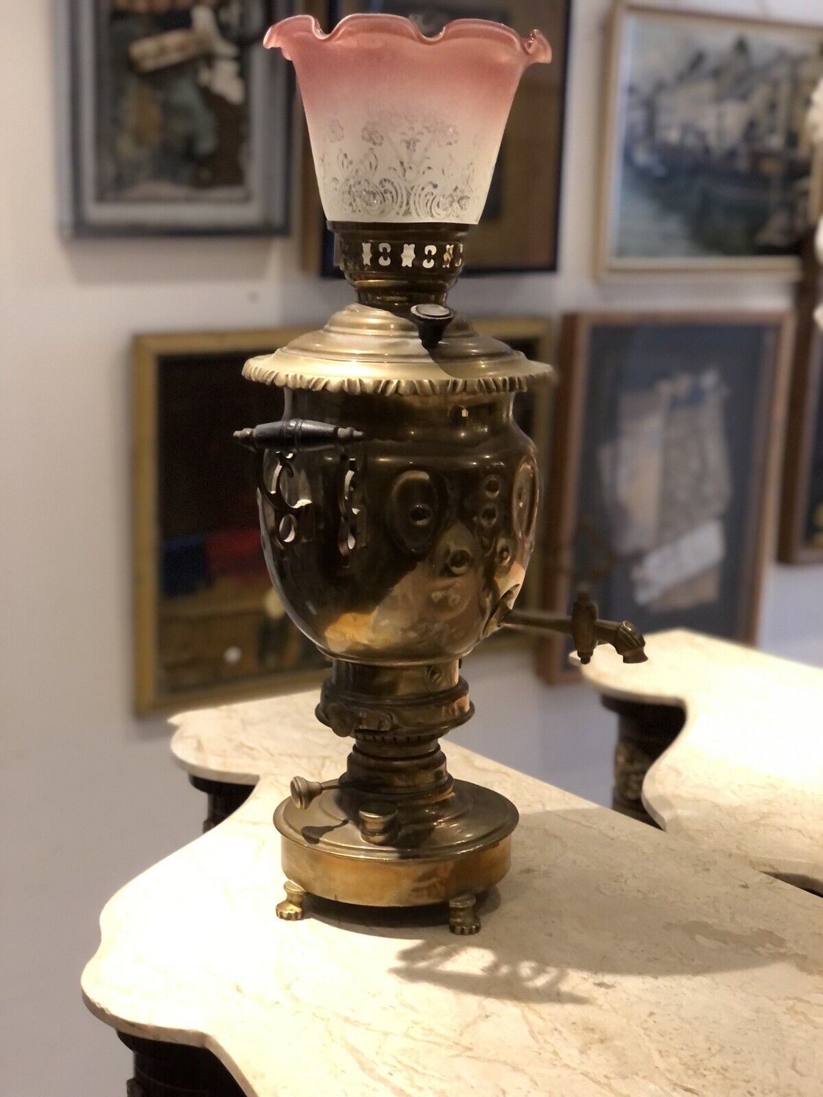 Antique Samovar That Has Been Converted Into A Lamp