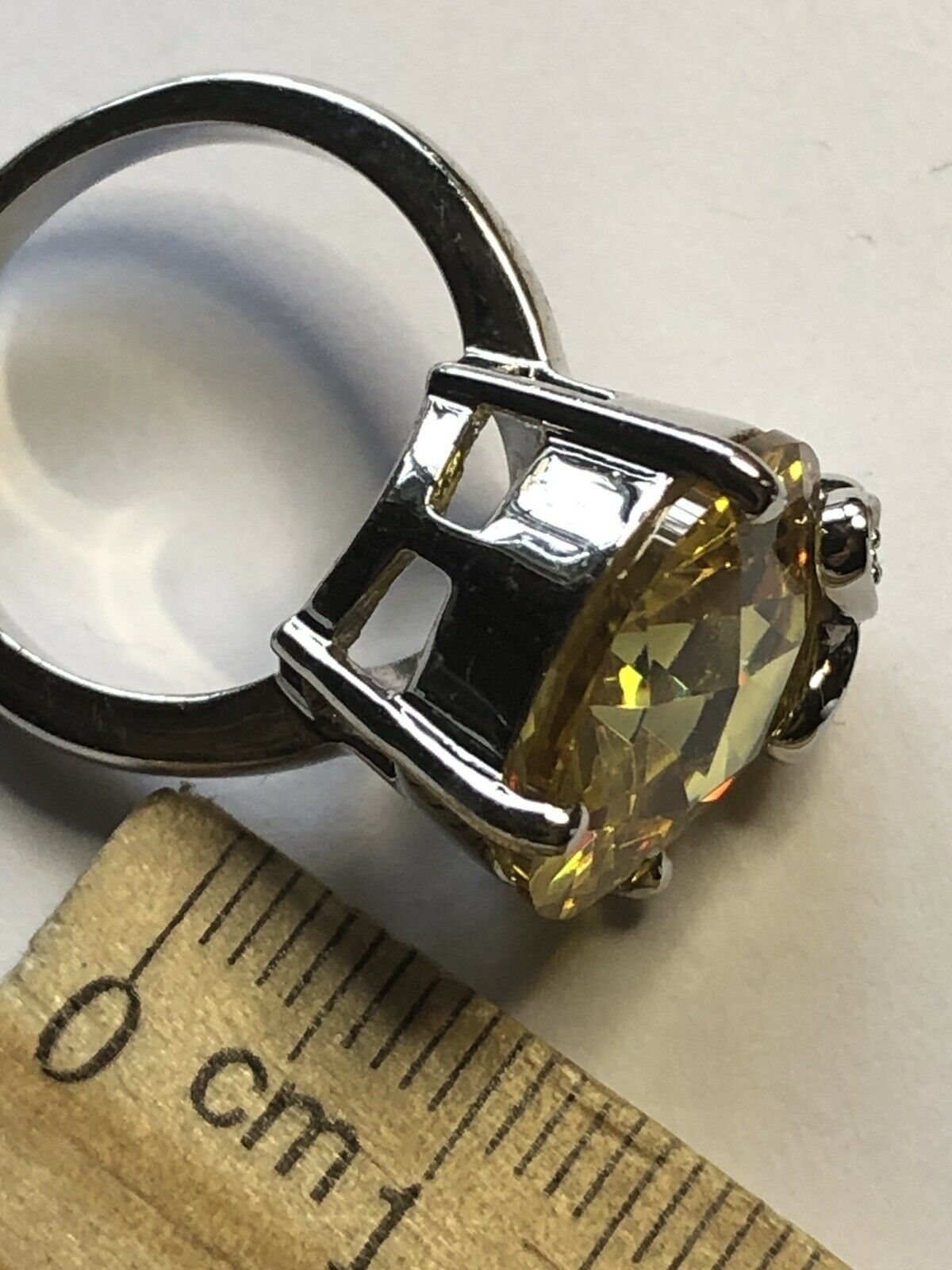 Vintage Rhodium Plated Butterfly Cubic Zirconia Statement Ring