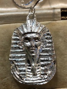 Vintage 1980s Egyptian Revival Pharaoh Silver Tone Necklace