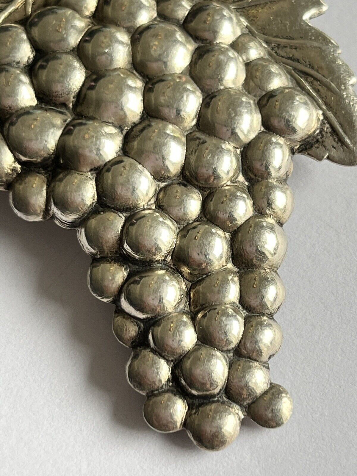 Vintage Silver Tone Grapes Brooch Statement Piece