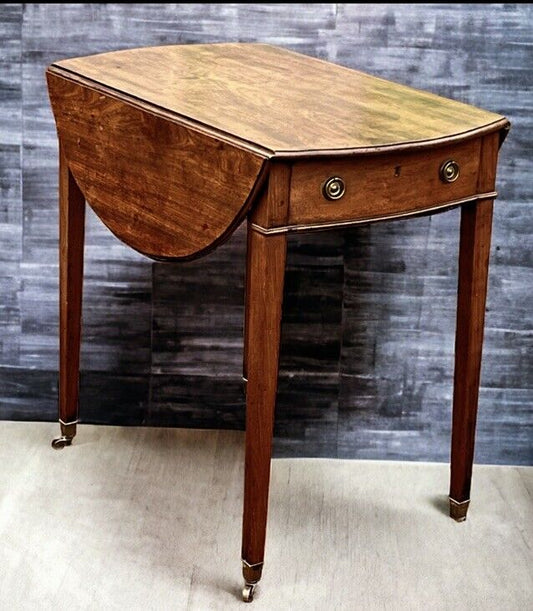 Antique Mahogany Sofa/Side Table. With Drawer, Fold Out Flaps