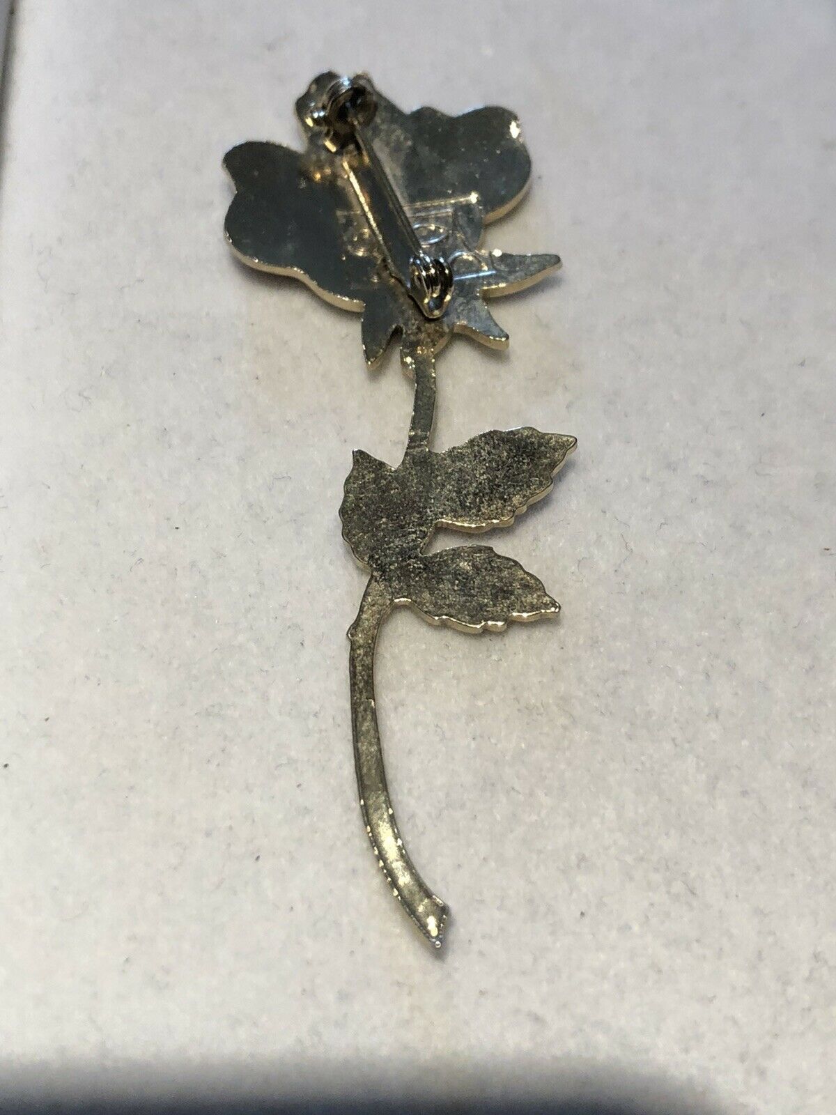 Vintage Enamel Single Rose Love Brooch