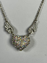 Vintage Heart Angel Wings Multicoloured Diamanté Necklace