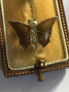 Vintage Enamel Diamanté Butterfly Brooch