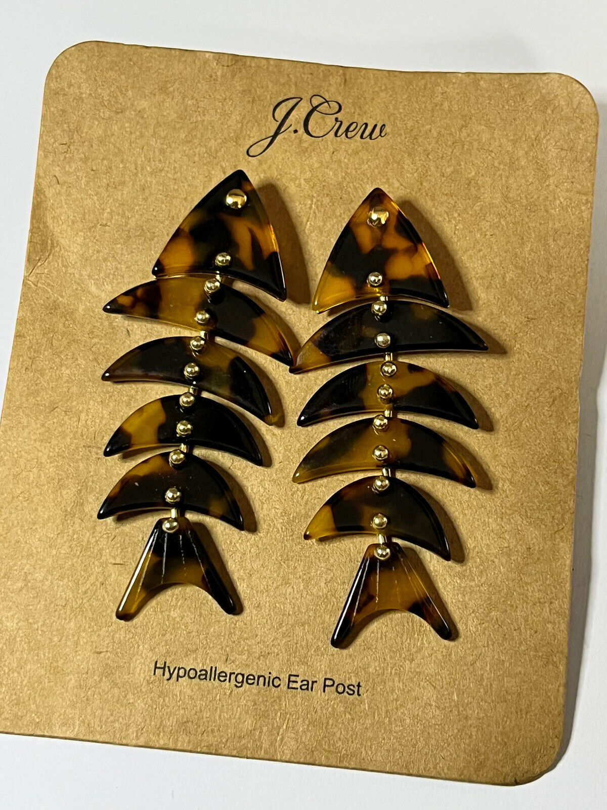 Vintage Designer J Crew Fishbone Acrylic Drop Earrings