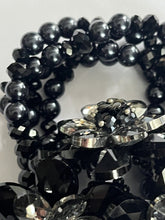 Butler And Wilson Gunmetal Black Flowers Beaded Statement Bracelet