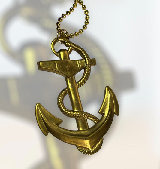 Vintage Gold Tone Statement Anchor Pendant Necklace